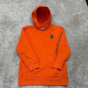Kids Carhartt Orange Hoodie Youth Medium 10–12 Workwear Pullover Sweatshirt